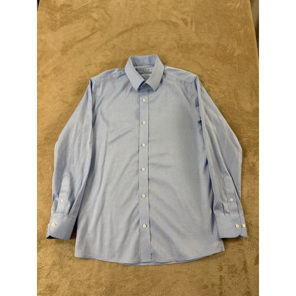 Peter Manning New York Dress Shirt Mens Size 2 Light Blue non iron cotton EUC
